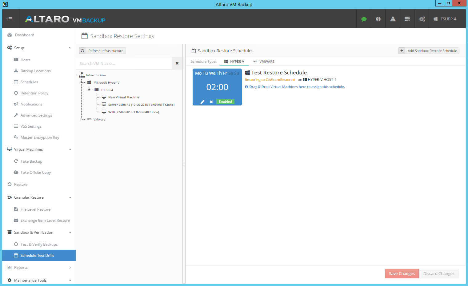 Altaro VM Backup - sandbox restore